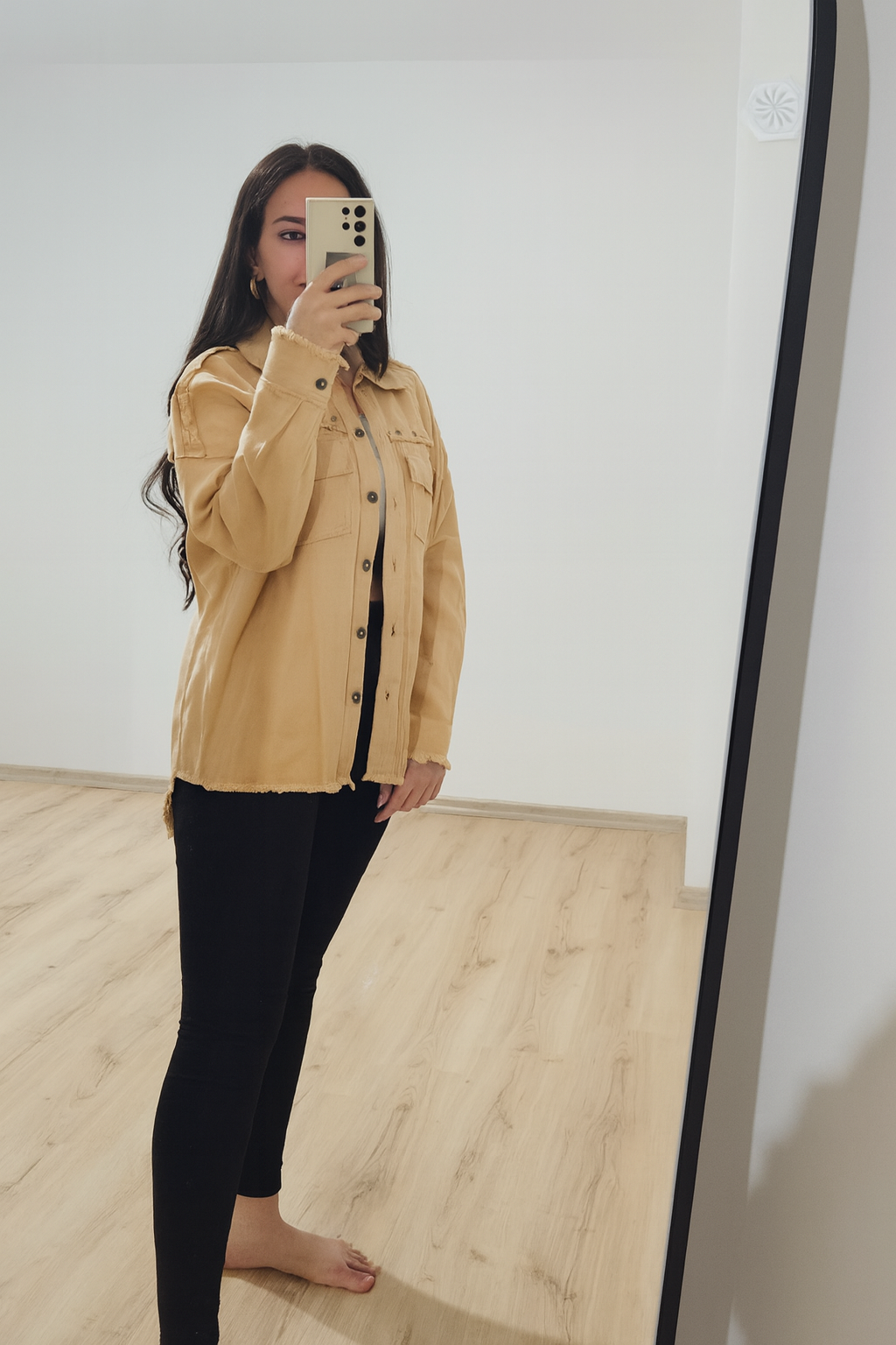 Oversize Taş Detaylı Gömlek Ceket