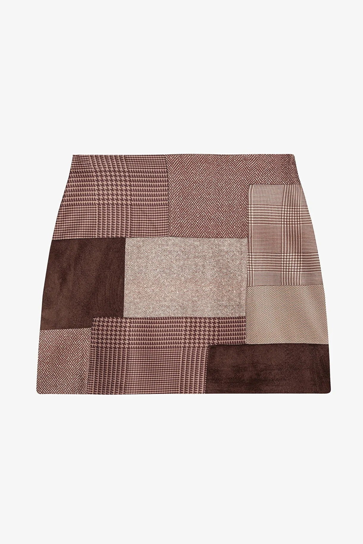 Patchwork Mini Etek Kahverengi