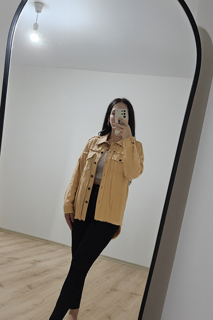 Oversize Taş Detaylı Gömlek Ceket