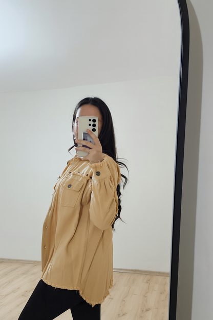 Oversize Taş Detaylı Gömlek Ceket