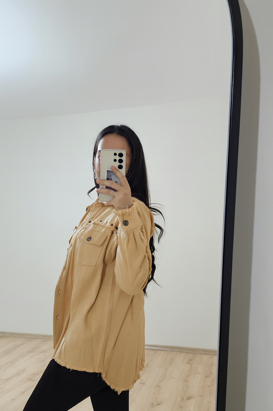 Oversize Taş Detaylı Gömlek Ceket