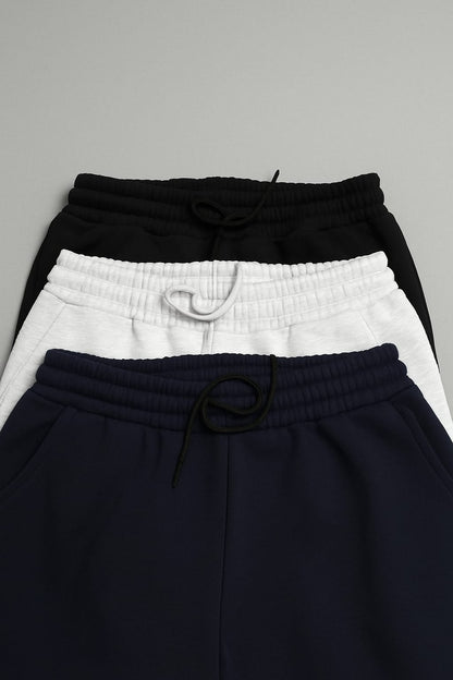 3'lü Unisex Eşofman Altı 3 ip Şardonlu Rahat Kesim Lastik Paça Jogger Tarzı Kışlık