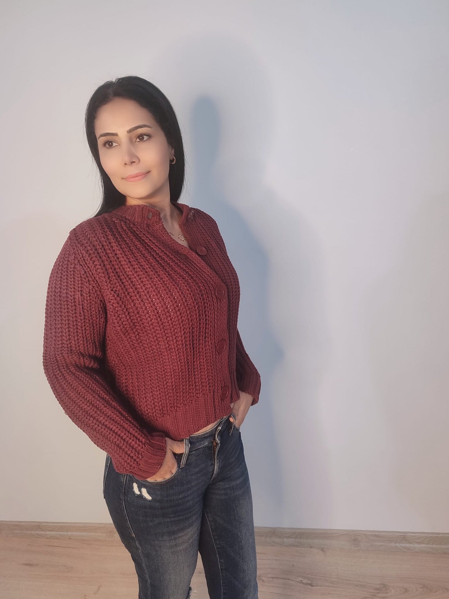 Kadın Selanik Düğmeli Regular Fit Triko Hırka