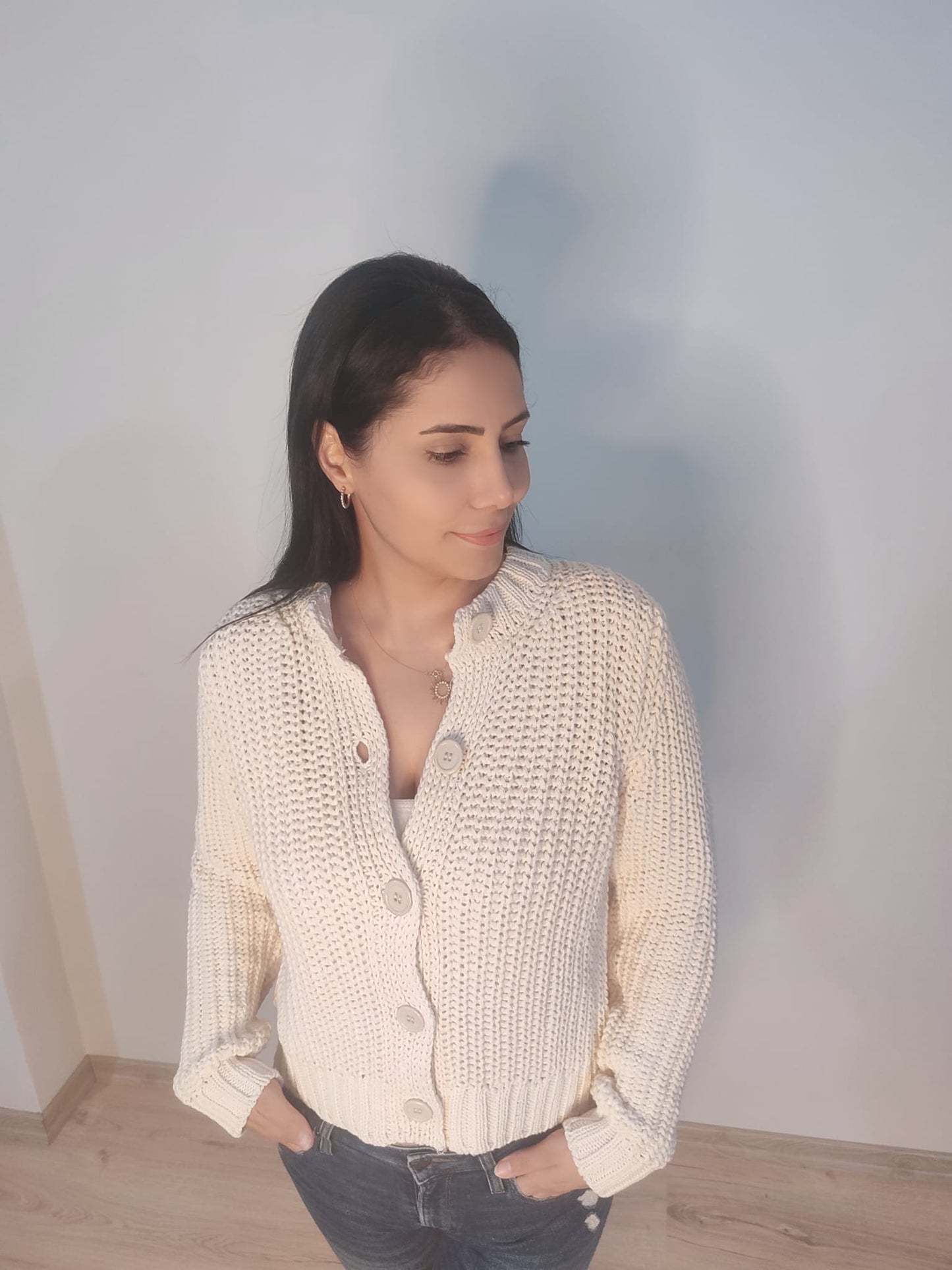 Kadın Selanik Düğmeli Regular Fit Triko Hırka