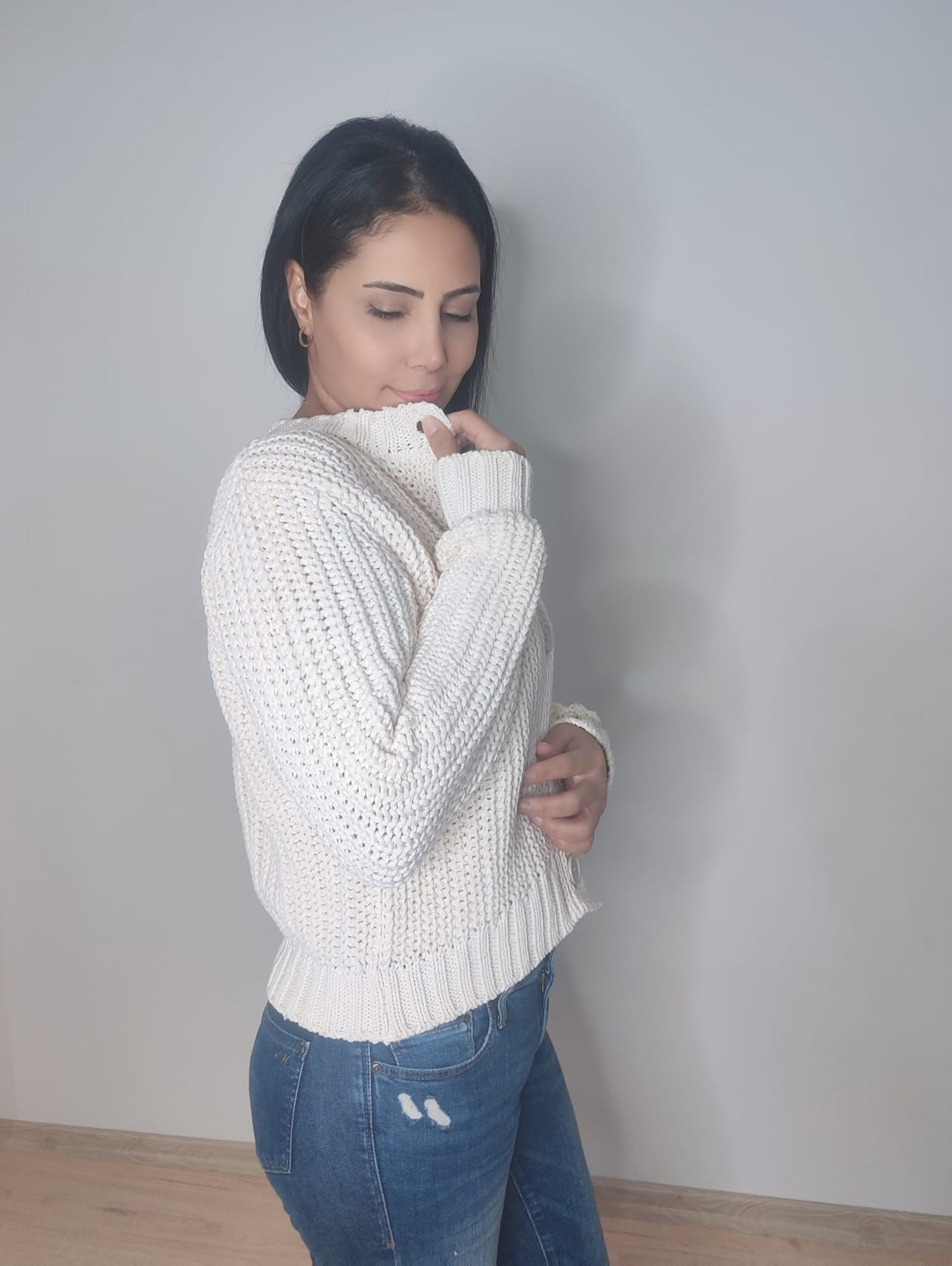 Kadın Selanik Düğmeli Regular Fit Triko Hırka