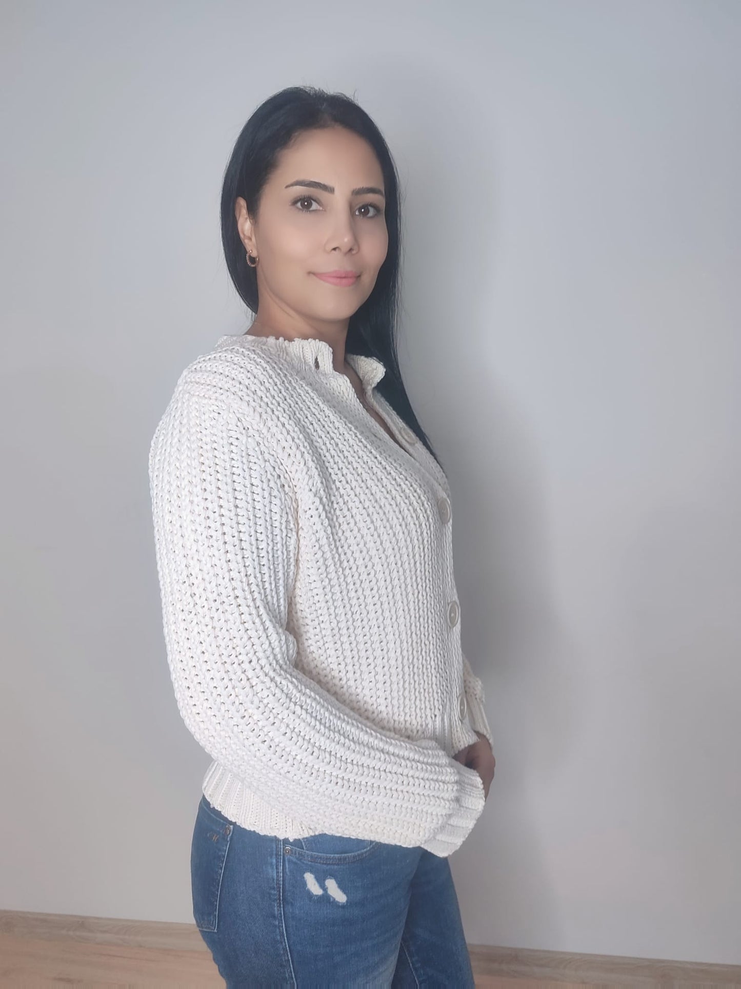 Kadın Selanik Düğmeli Regular Fit Triko Hırka