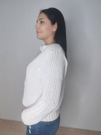 Kadın Selanik Düğmeli Regular Fit Triko Hırka