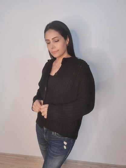 Kadın Selanik Düğmeli Regular Fit Triko Hırka