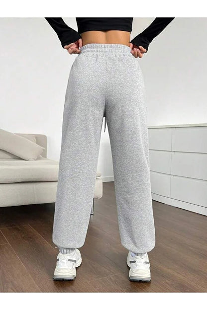 3'lü Unisex Eşofman Altı 3 ip Şardonlu Rahat Kesim Lastik Paça Jogger Tarzı Kışlık