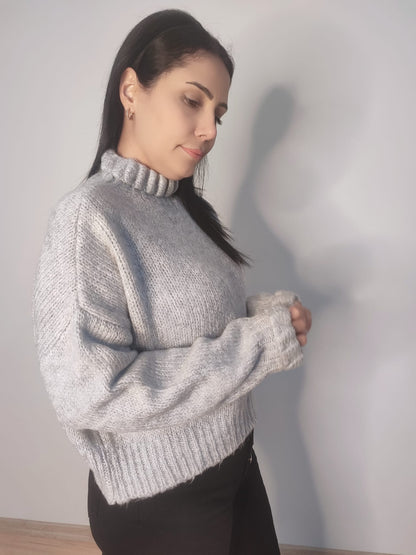 Kadın Fırfır Detay Crop Triko Kazak