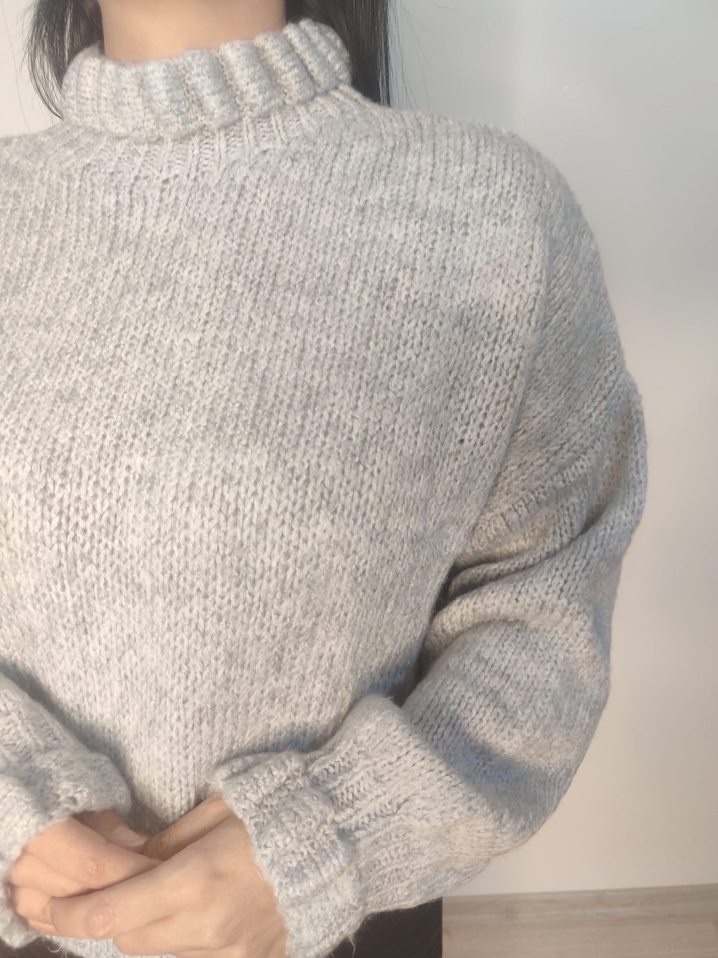 Kadın Fırfır Detay Crop Triko Kazak