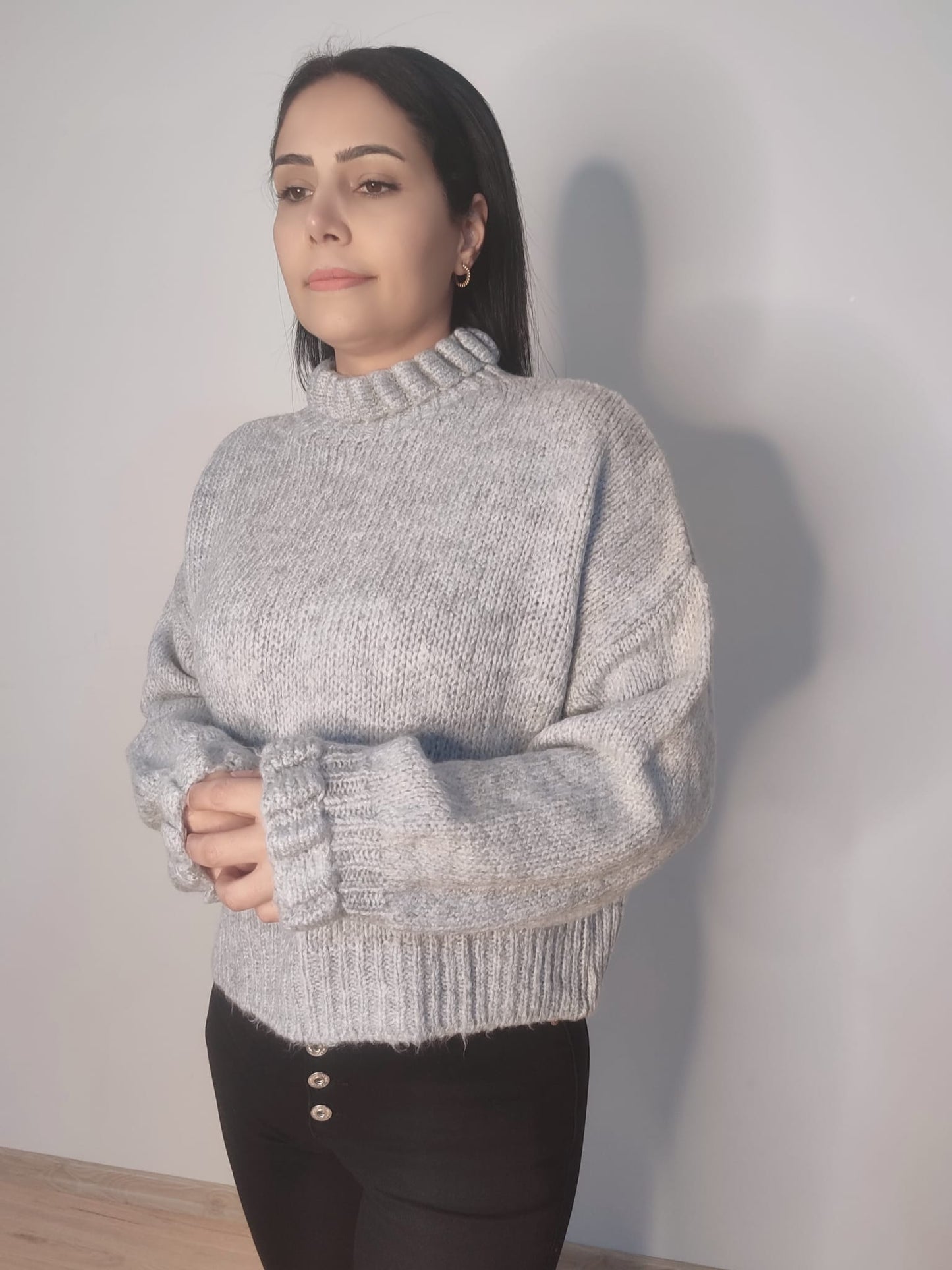 Kadın Fırfır Detay Crop Triko Kazak