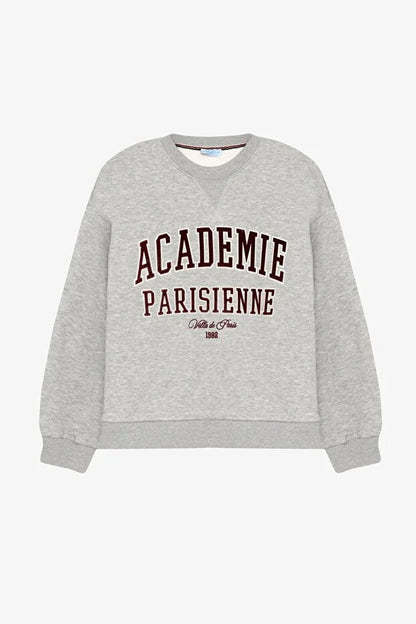 Yazı Baskılı Nakış İşlemeli Oversize Sweatshirt Grimelanj